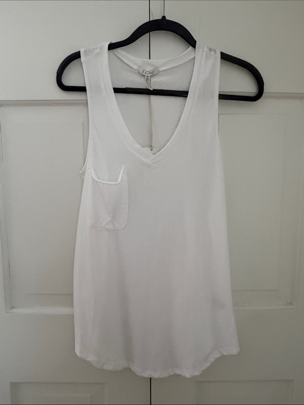 Z Supply White V-Neck Pocket Tank